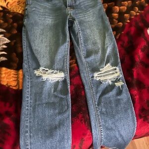 American Eagle Outfitters Ripped Blue Straight Leg Jeans